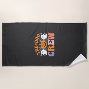 Halloween Boo Crew Ghost Pumpkin Design_1 Beach Towel