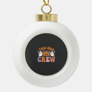 Halloween Boo Crew Ghost Pumpkin Design_1 Ceramic Ball Christmas Ornament