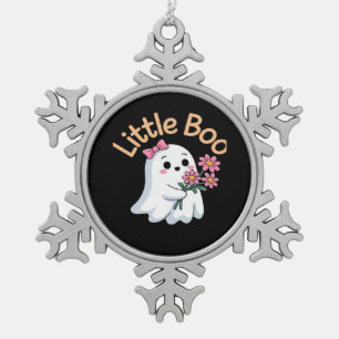 Halloween Boo Cute Family Snowflake Pewter Christmas Ornament