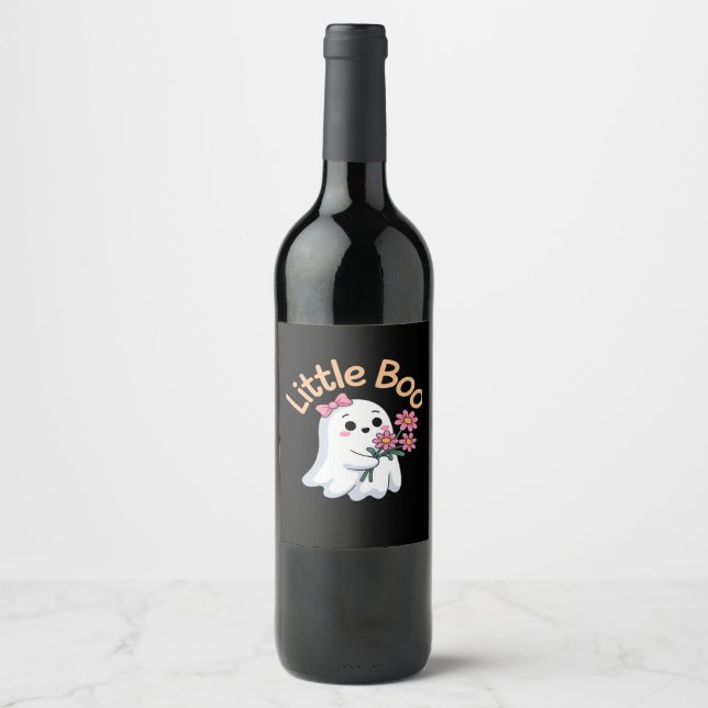 Halloween Boo Cute Family Wine Label (Front)