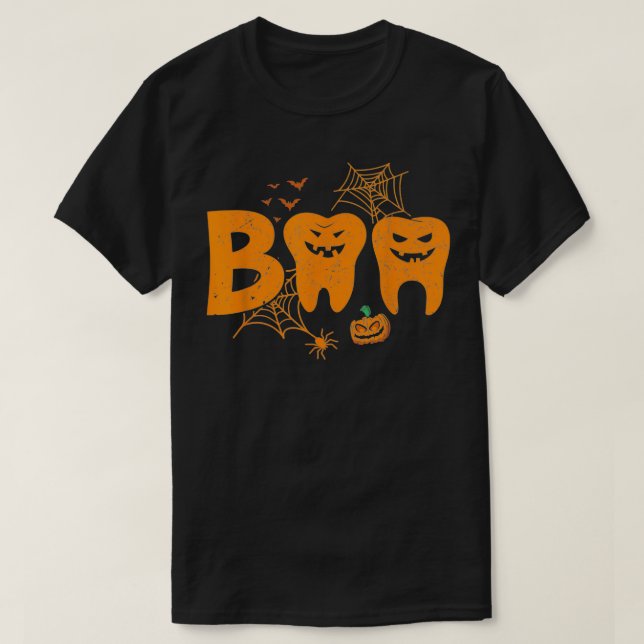 Halloween Boo Dentist Pumpkin Costume Dental Assis T-Shirt (Design Front)