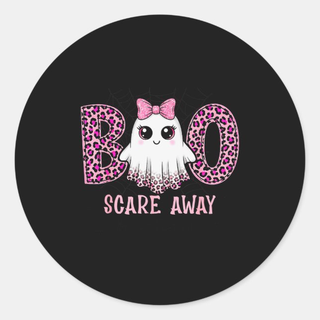 Halloween Boo E Away Breast Cancer Awareness Cute  Classic Round Sticker (Front)