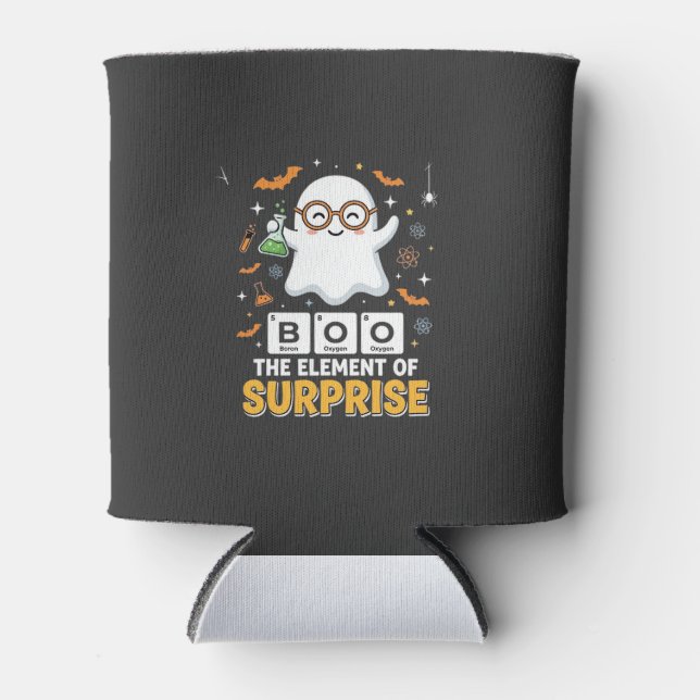 Halloween Boo Element of Surprise Ghost Design_1 Can Cooler (Front)