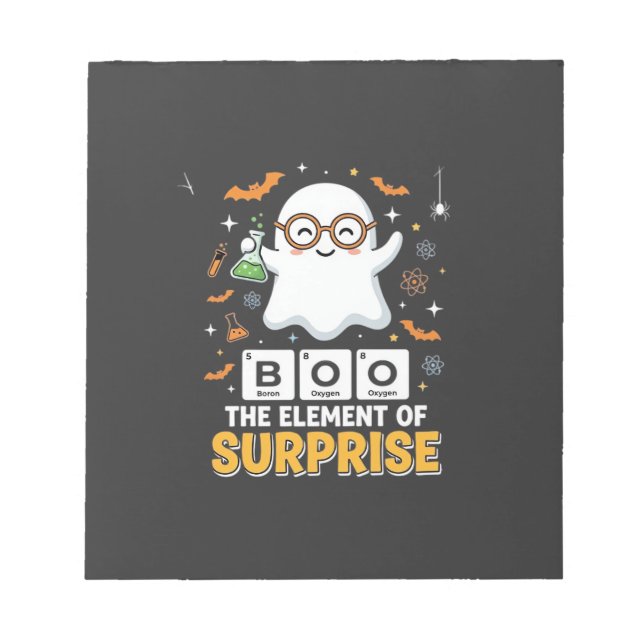 Halloween Boo Element of Surprise Ghost Design_1 Notepad (Front)