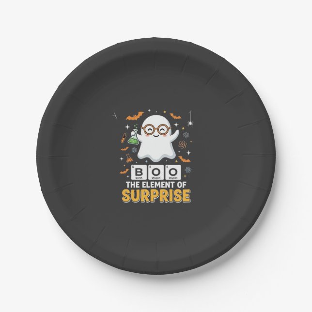 Halloween Boo Element of Surprise Ghost Design_1 Paper Plate (Front)