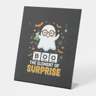 Halloween Boo Element of Surprise Ghost Design_1 Pedestal Sign