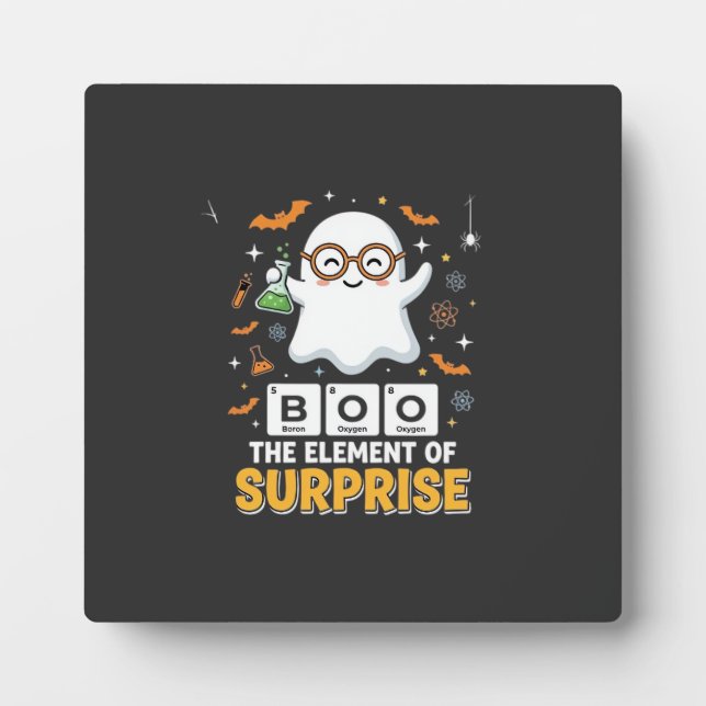 Halloween Boo Element of Surprise Ghost Design_1 Plaque (Front)