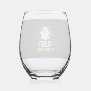 Halloween Boo Element of Surprise Ghost Design_1 Stemless Wine Glass