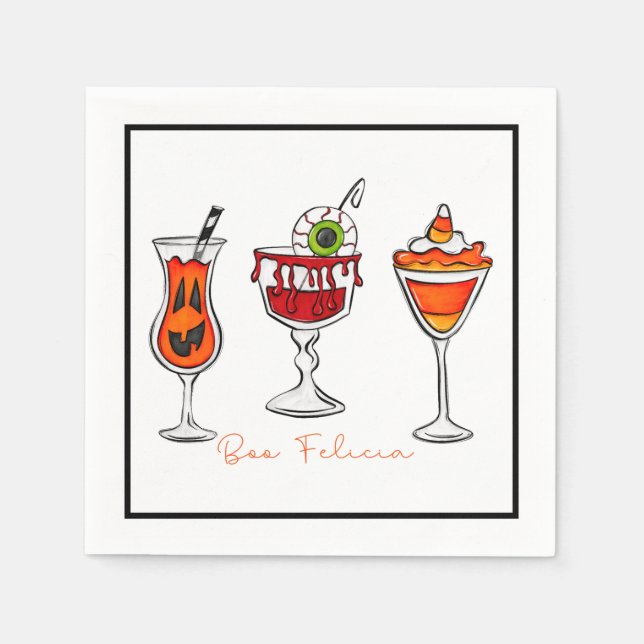 Halloween Boo Felicia Funny Drinks Cocktail  Napkin (Front)