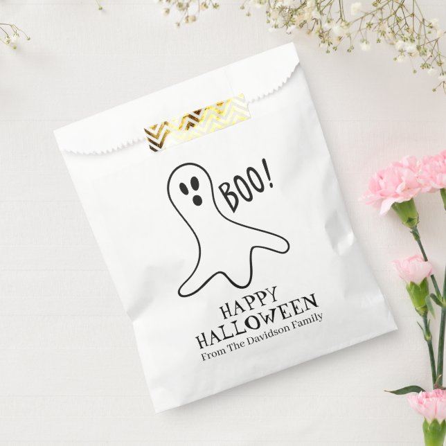 Halloween boo ghost black and white custom treat favour bags (Sealed)