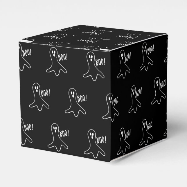 Halloween boo ghost black and white pattern favour box (Front Side)