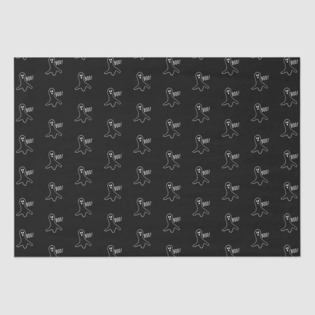 Halloween boo ghost black and white pattern tissue paper (Front)