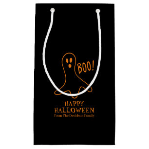 Halloween boo ghost black orange custom treat  small gift bag
