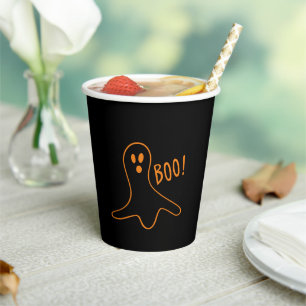 Halloween boo ghost black & orange spooky paper cups
