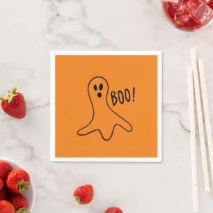 Halloween boo ghost black orange spooky paper napkin