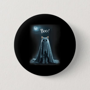Halloween boo ghost cat funny meme cringe cat in 6 cm round badge