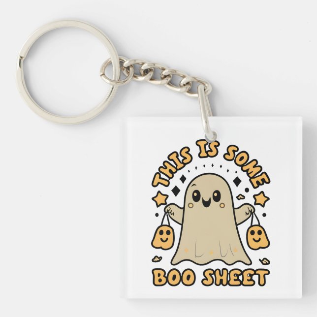 Halloween Boo Ghost Costume This is Some Boo Sheet Key Ring (Front)
