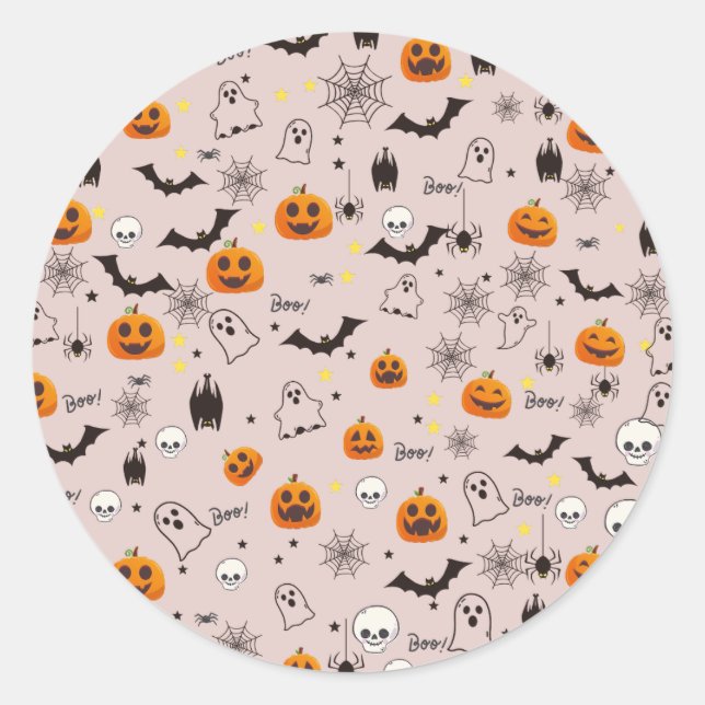 Halloween Boo Ghost Cute Classic Round Sticker (Front)