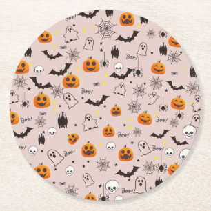 Halloween Boo Ghost Cute Round Paper Coaster