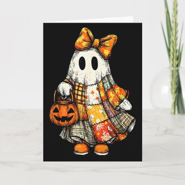 Halloween Boo Ghost Patchwork Quilter Quilting Sew Card (Front)