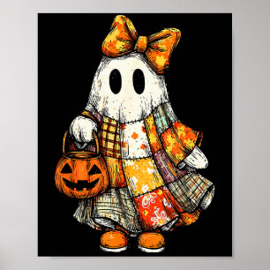 Halloween Boo Ghost Patchwork Quilter Quilting Sew Poster