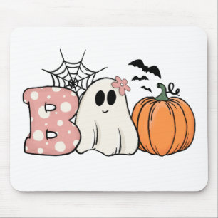 Halloween Boo Ghost Pumpkin Bats Cobweb Mouse Mat