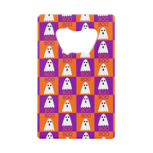 Halloween Boo Ghost Purple and Orange Squares