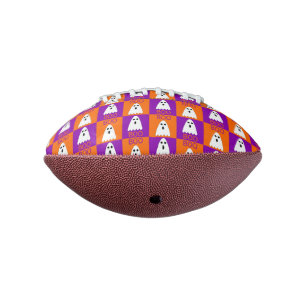 Halloween Boo Ghost Purple and Orange Squares American Football