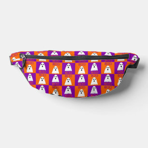 Halloween Boo Ghost Purple and Orange Squares Bum Bags