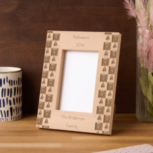 Halloween Boo Ghost Purple and Orange Squares Etched Frames