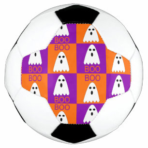 Halloween Boo Ghost Purple and Orange Squares Football