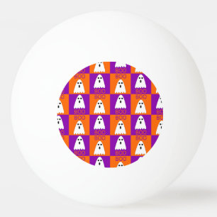 Halloween Boo Ghost Purple and Orange Squares Ping Pong Ball