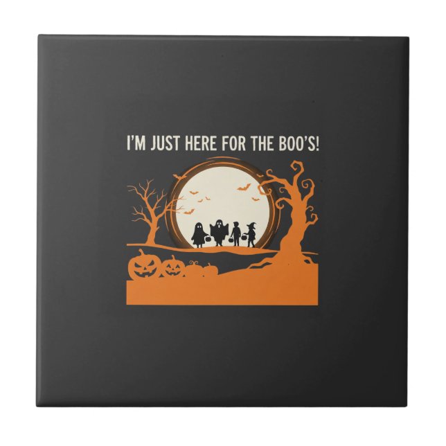 Halloween Boo Ghost Silhouette Tile (Front)