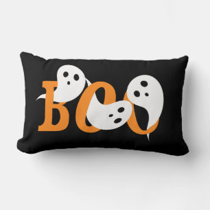 Halloween Boo Ghosts Black Lumbar Cushion