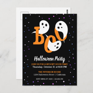 Halloween Boo Ghosts Purple Confetti Invitation Postcard