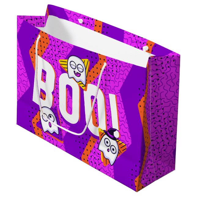 Halloween BOO Ghosts Purple Party Bag (Front Angled)