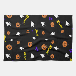 Halloween Boo Ghosts Seamless Pattern Tea Towel