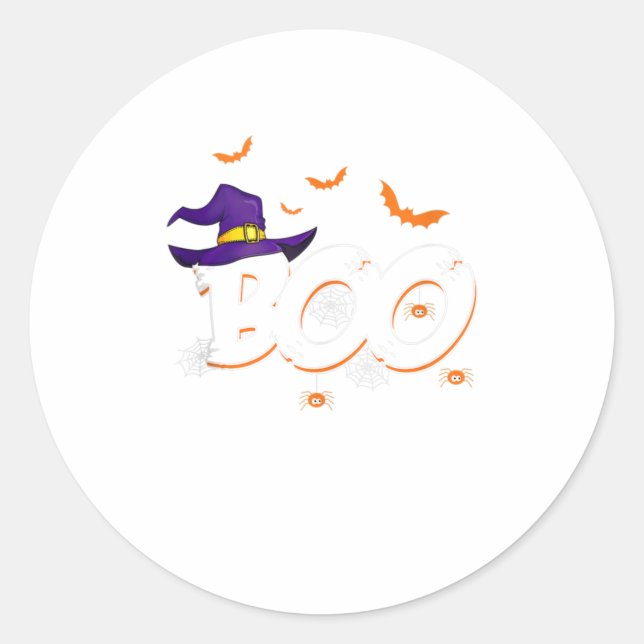 Halloween Boo Gift Witch Hat Spider Trick or Treat Classic Round Sticker (Front)