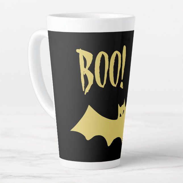 Halloween BOO latte Mug by Poet Adiela Akoo (Left Angle)