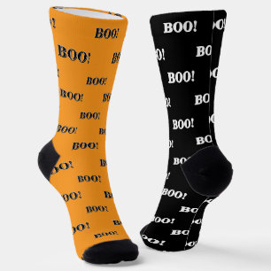 Halloween Boo Orange and Black Socks