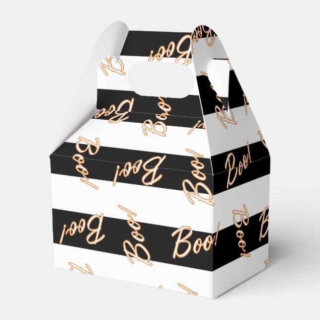 Halloween BOO Orange Black White Party Favour Boxe Favour Box (Front Side)