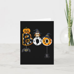 Halloween Boo Owl With Witch Hat Spiders Boys Girl Card