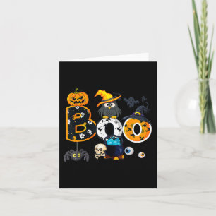 Halloween Boo Owl With Witch Hat Spiders Boys Girl Card