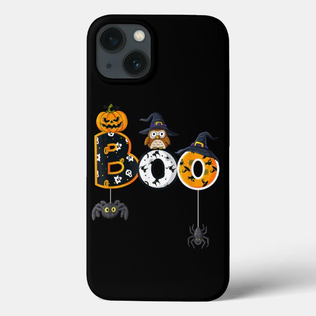 Halloween Boo Owl With Witch Hat Spiders Boys Girl Case-Mate iPhone Case (Back)