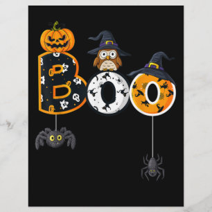 Halloween Boo Owl With Witch Hat Spiders Custom Letterhead