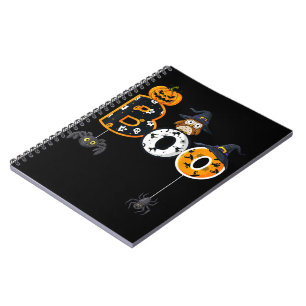 Halloween Boo Owl With Witch Hat Spiders Notebook