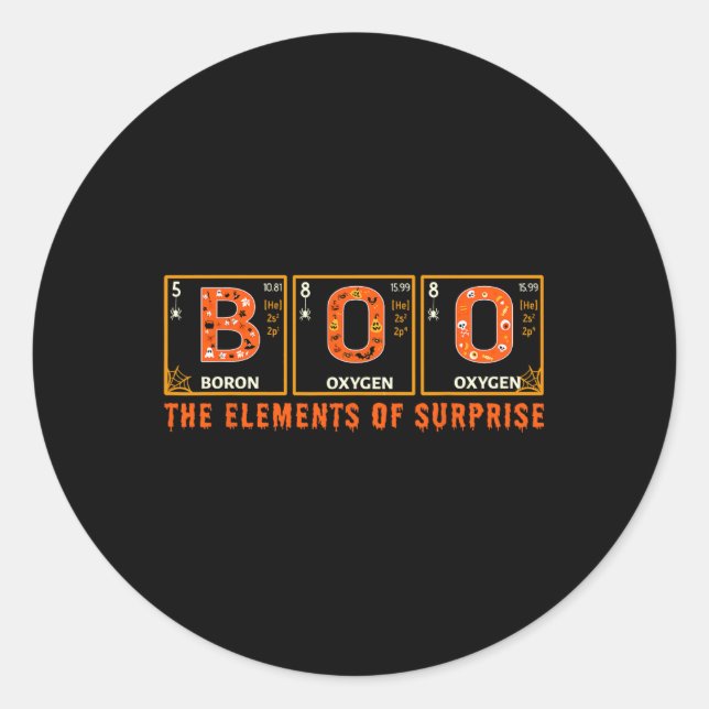 Halloween Boo Primary Elements Of Surprise Science Classic Round Sticker (Front)
