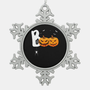 Halloween Boo Scary Pumpkins Spider Trick or Treat Snowflake Pewter Christmas Ornament
