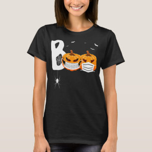 Halloween Boo Scary Pumpkins Wearing Mask Spider T-Shirt