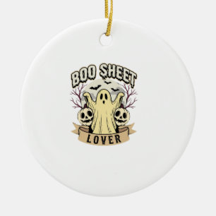 Halloween Boo Sheet Lover Ghost Moon Ceramic Tree Decoration